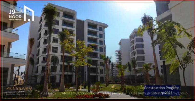 شقه للبيع بمدينه نور بتسهيلات علي 12سنه 120متر بجاردن الB2